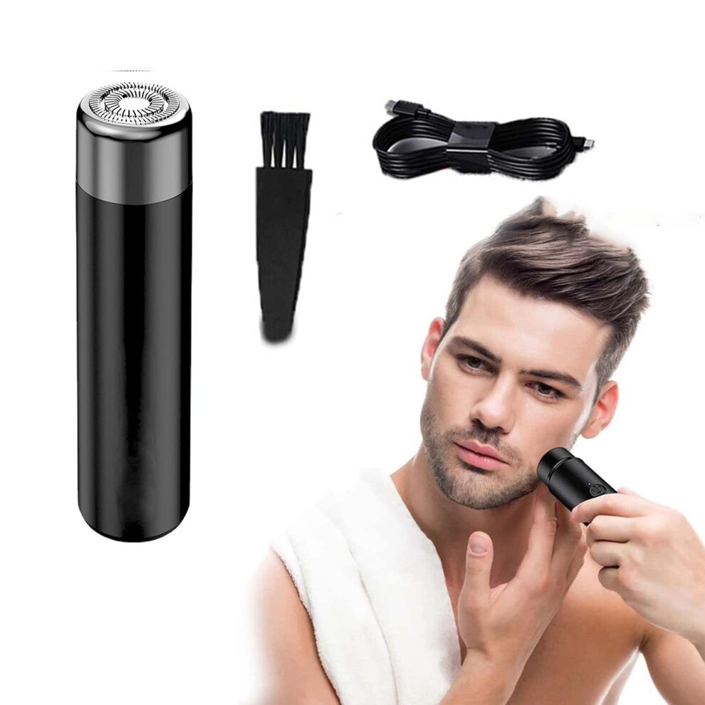 Black Mini Portable Electric Shaver Ipx7 Waterproof Usb Rechargeable Wet Dry Rotary Razor For Men Travel