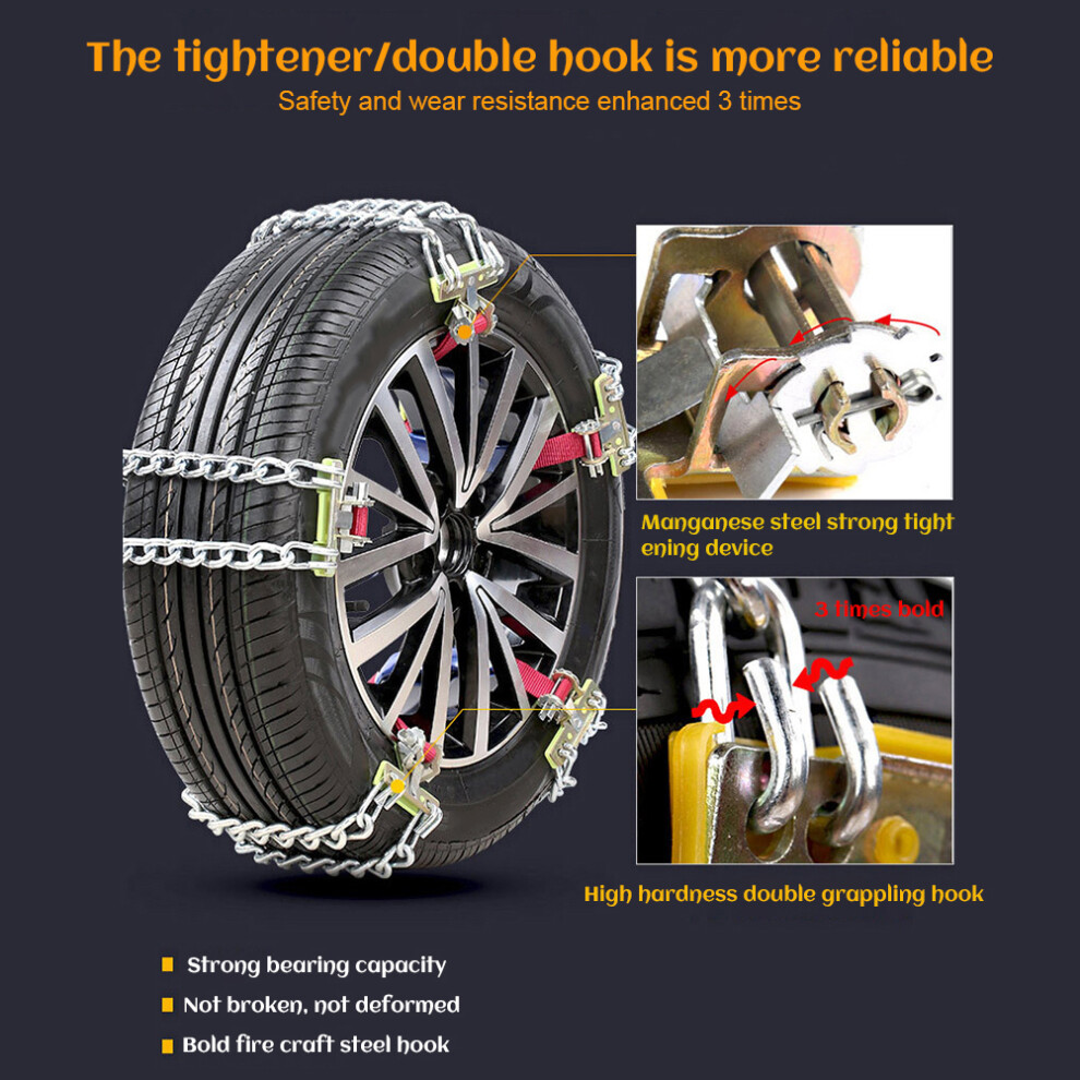 2 Pcs Anti Slip Snow Tire Chains For Cars Suvs Trucks Weatherproof & Reliable 6901376367954