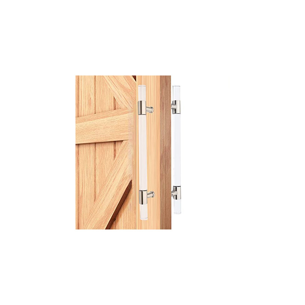 Clear Acrylic Barn Door Handle With Stainless Steel Base, Doublesided Sliding Door Pull For Glass, Patio And Interior Doors 9094768913437
