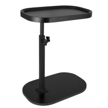 C Shaped Side Table Adjustable Height with 360 Rotating for Sofa Bed Space Saving Black