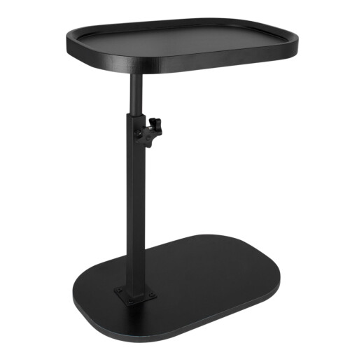 C Shaped Side Table Adjustable Height with 360 Rotating  for Sofa Bed Space Saving Black