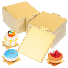 Mini Cake Boards with Elegant Golden Finish for Mousse Tiramisu Desserts Parties and Weddings Bulk Pack