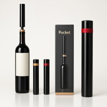 Wine Opener with Air Pressure Needle, Fast Cork Removal, Portable Pocket Design for Travel and Party Red