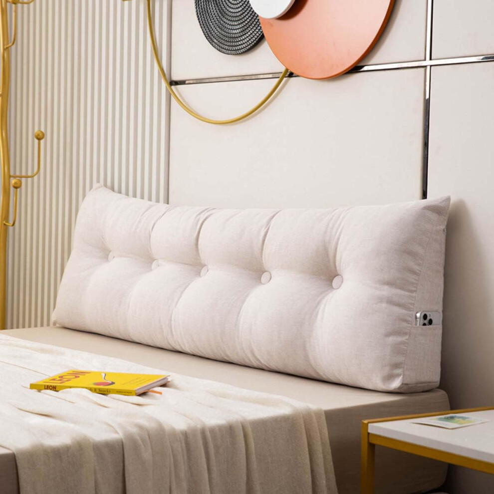 Back Pillow Triangular Linen Breathable Large Bolster Cushion With Removable Cover For Sofa Back Support