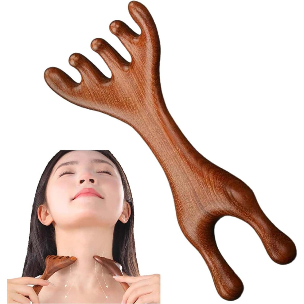 Golden Scalp Massager Sandalwood 5Claw Wooden Head Massage Comb For Relaxation And Tension Relief