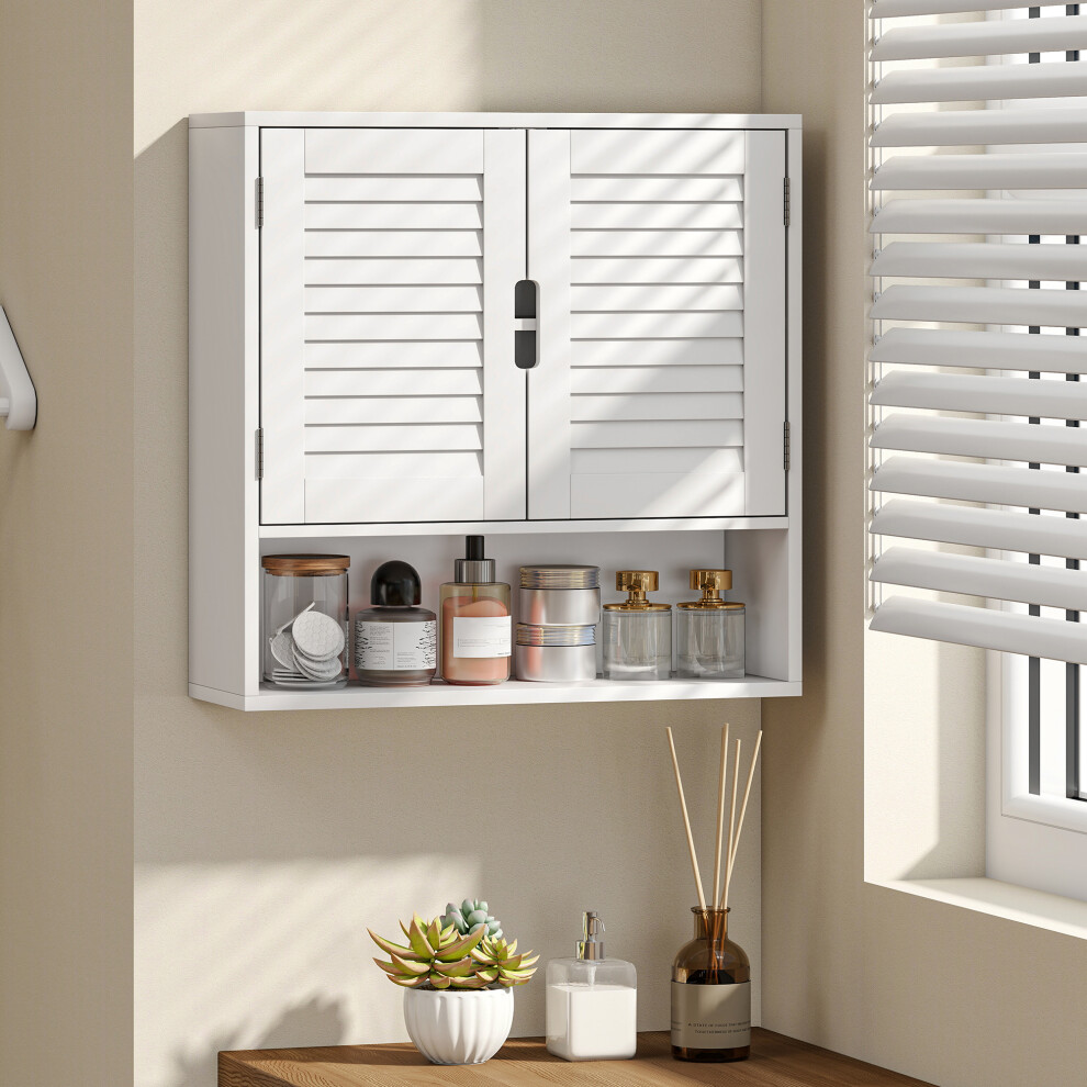Homcom (White) Bathroom Cabinet, Wall Mounted Cabinet With Adjustable Shelves