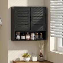 (Black) HOMCOM Bathroom Cabinet, Wall Mounted Cabinet with Adjustable Shelves