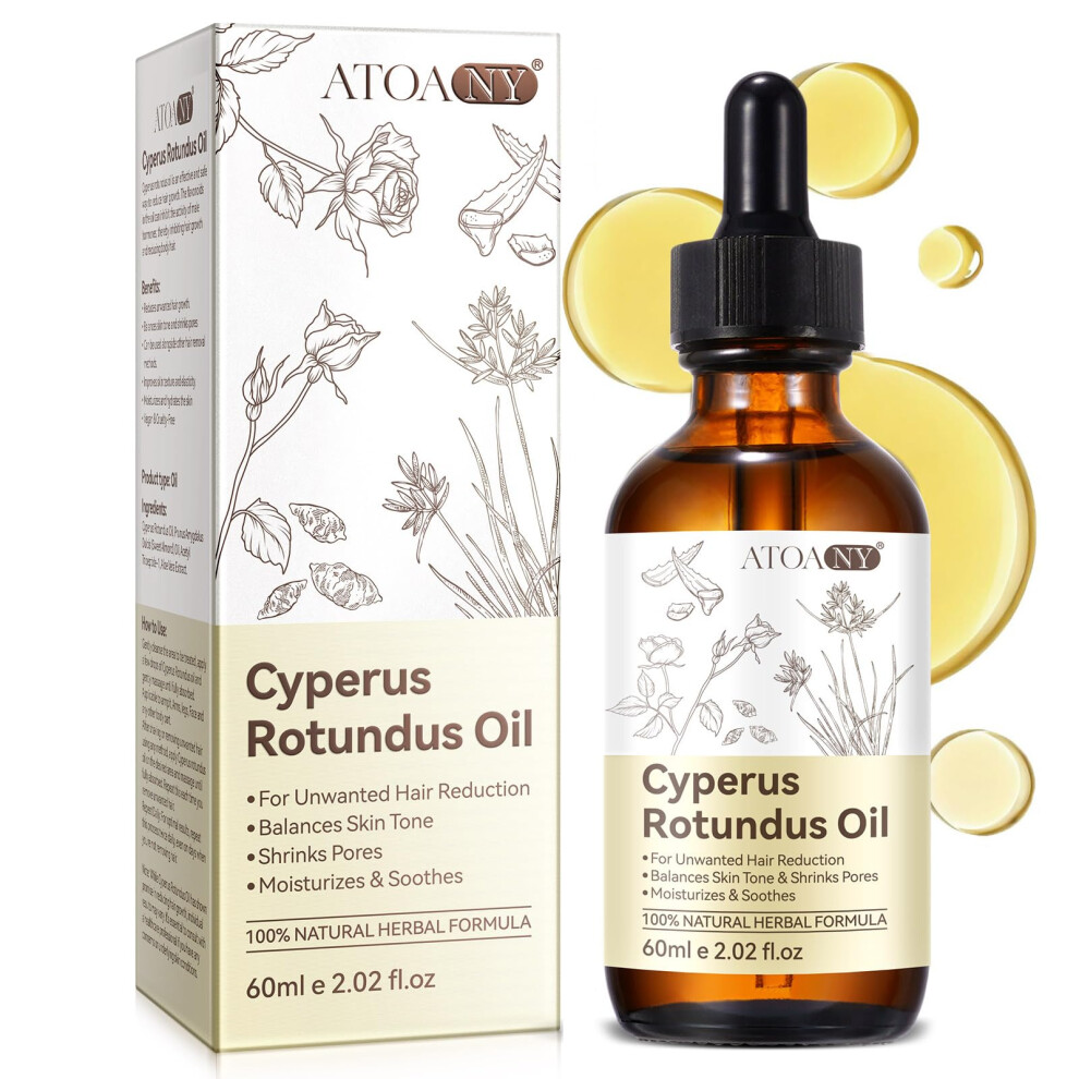 Cyperus Rotundus Hair Growth Inhibitor Oil, Natural Hair Removal for All Skin Types, 2 Fl Oz