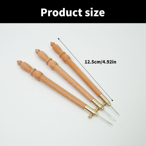 Embroidery Hook Wood Handle with Needle (0.8mm, 1.0mm, 1.2mm) 2