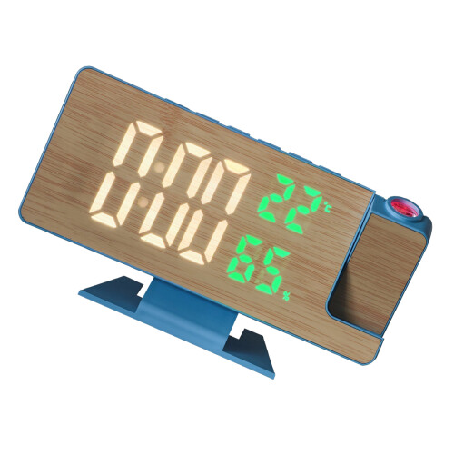 Modern Large Screen LED Clock with Projection and Alarms-Blue