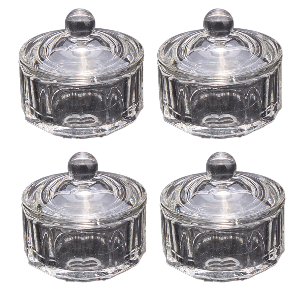 DIY Manicure Accessories, Covered Crystal Cups for Salon and Home Use, High Quality Nail Liquid Powder Glass Bowl, Professional Manicure Tools with S