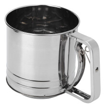 Stainless Steel Flour Sifter Hand Crank Fine Mesh Double Layer Multi Functional Kitchen Tool Uniform Mesh High Temperature Resistant Adjustable