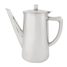 Tetera de acero inoxidable, elegante decoración para el hogar, superficie pulida a espejo, tapa a presión y diseño ergonómico, borde redondeado