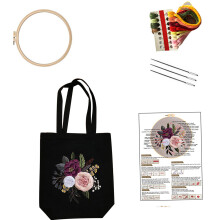 Canvas Bag Embroidery Kits Funny Handmade Bag Needlepoint-black