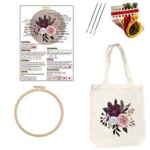 Sewing Kits Canvas Bag Embroidery Kits Handbag Embroidery-White