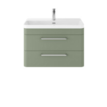 Balterley 800mm Wall Hung 2 Drawer Vanity Unit with Ceramic Basin - Fern Green