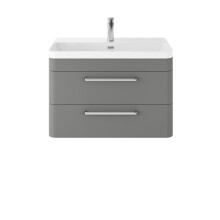 Balterley 800mm Wall Hung 2 Drawer Vanity Unit with Ceramic Basin - Cool Grey
