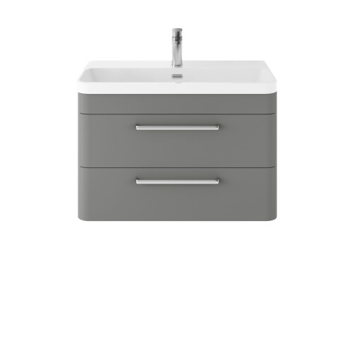 Balterley Balterley 800mm Wall Hung 2 Drawer Vanity Unit with Ceramic Basin - Cool Grey