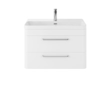 Balterley 800mm Wall Hung 2 Drawer Vanity Unit with Ceramic Basin - Pure White