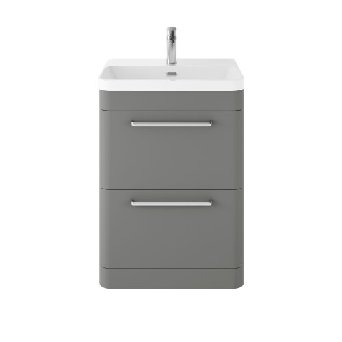 Balterley Balterley 600mm Floor Standing 2 Drawer Vanity Unit with Ceramic Basin - Cool Grey