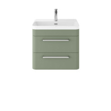 Balterley 600mm Wall Hung 2 Drawer Vanity Unit with Thin Edge Ceramic Basin - Fern Green
