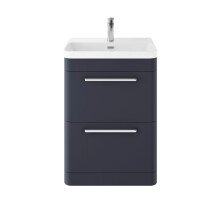Balterley 600mm Floor Standing 2 Drawer Vanity Unit with Ceramic Basin - Indigo Blue
