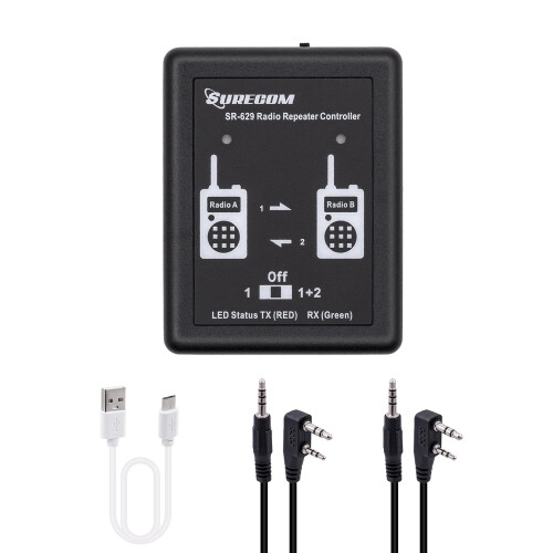 SR629 2 in 1 Duplex Radio Repeater Controller with Cable, Extended Range, 72Hr Battery