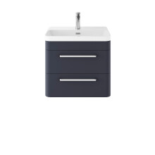 Balterley 600mm Wall Hung 2 Drawer Vanity Unit with Ceramic Basin - Indigo Blue