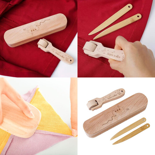 Tailors Clapper Set with Bone Pen and Seam Roller Pressing Tool 1