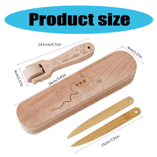 Tailors Clapper Set with Bone Pen and Seam Roller Pressing Tool 2
