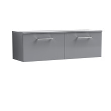 Balterley Level 1200mm Wall Hung 2 Drawer Vanity Unit with Worktop Stylish Storage Solution - Satin Grey