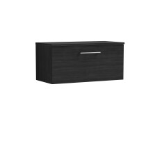 Balterley Level 800mm Wall Hung 1-Drawer Vanity Unit with Worktop, 805 x 377 x 390mm, Charcoal Black