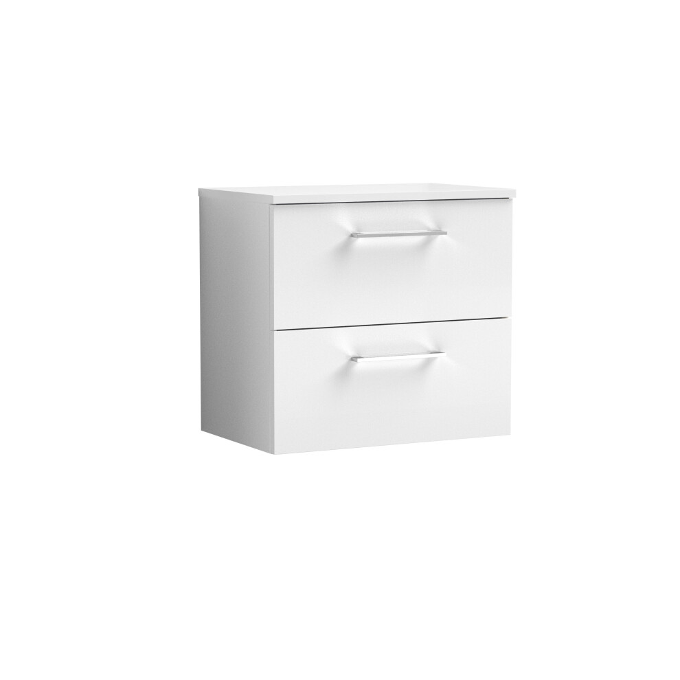 Balterley Level Modern Bathroom 600Mm Wall Hung 2 Soft Close Drawer Vanity Unit With Worktop, 539 X 605 X 383Mm, Gloss White