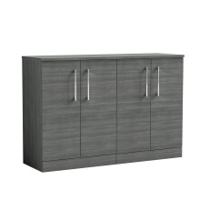 Balterley Level Modern Bathroom 2 Door Floor Standing Vanity Unit with Worktop & Handles, Anthracite Woodgrain, 1205 mm