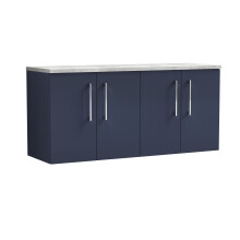 Balterley Level 1200mm Wall Hung 4 Door Vanity Unit & Laminate Worktop for Spacious Contemporary Bathroom Storage - Midnight Blue