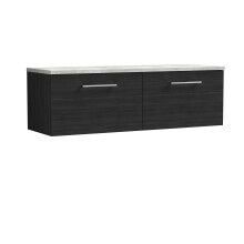 Balterley Level 1200mm Wall Hung 2 Drawer Vanity Unit with Laminate Worktop for Modern Bathroom Storage - Charcoal Black