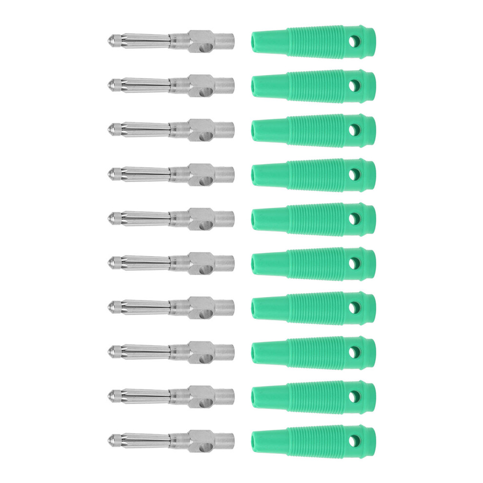 10Pcs 4Mm 7Pin Copper Banana Plugs 1000V 32A Screw Tight Green 4961382342736