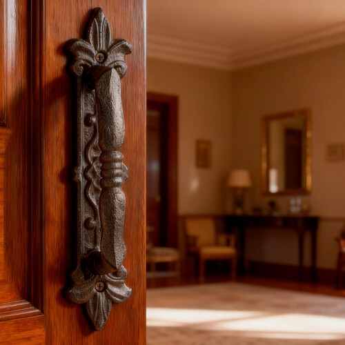 Vintage Cast Iron Door Handle 9.4 Inch Rust Resistant Black Pull with Easy Installation 1