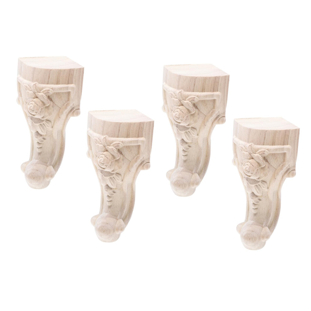 4Pcs Carved Solid Wood Furniture Legs Decorative Replacement Sofa Feet For Couch Chair And Table 9199774663625