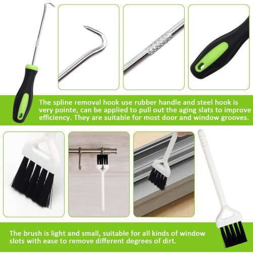 Screen Roller Tool Set 14pcs with Dual Wheel Design, Clips and Brush for Window Screen Installation 1