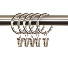 11/4 Inch Satin Nickel Curtain Rings with Clips, NoiseCanceling Design, Set of 10