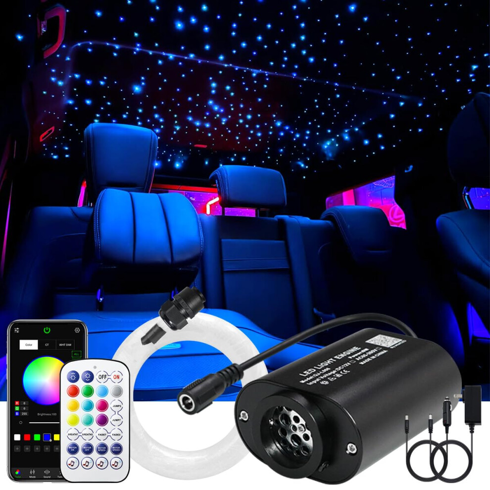 Fiber Optic Star Ceiling S Kit, Mini Rgbw Twinkle, Music Activated, Bluetooth App Control, 150Pcs 0.03In 6.5Ft For Car Headliner Or Home Theater Light 9094768916025