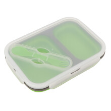 Coimeádán Bento 3-urrann, Bosca Lóin Silicone Fillte atá Sábháilte sa Mhicreathonnán & sa Mhiasniteoir le haghaidh Béilí Sláintiúla,