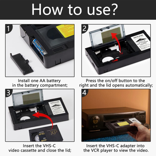 VHSC to VHS Adapter with OneButton Easy Control, Wide Format Compatibility for VCR and Digital Conversion 2