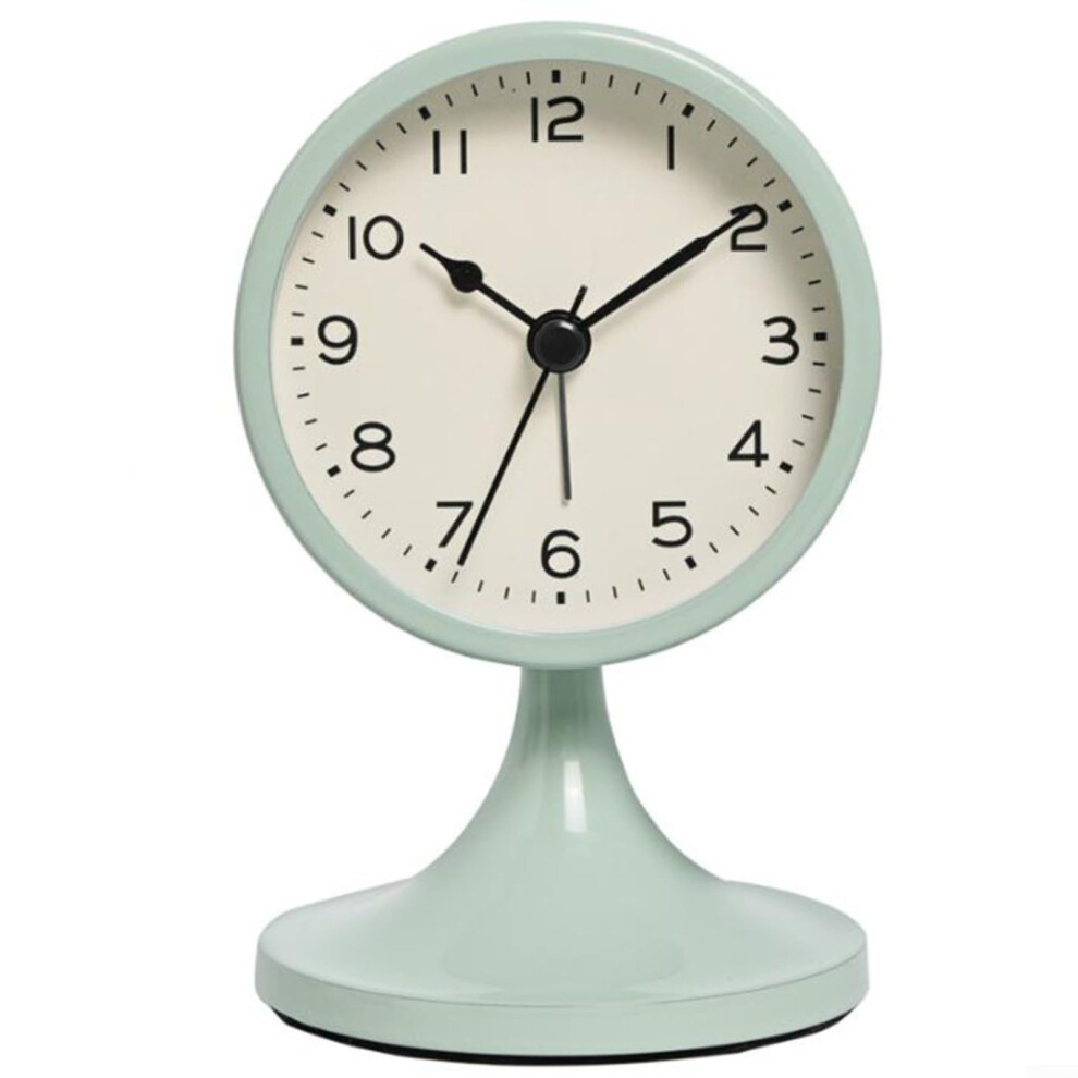 Vintage Style Metal Alarm Clock With Silent Operation Glowing Hands Large Clear Dial Green