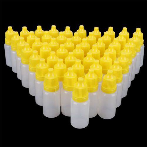 50Pack 10ml Yellow PE Eye Drop Bottles Squeezable 2x6cm 2