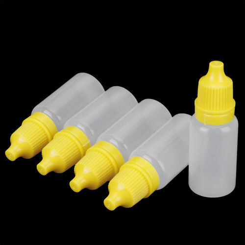 50 Pack 5ml Yellow Squeezable Eye Dropper Bottles with Lids 2
