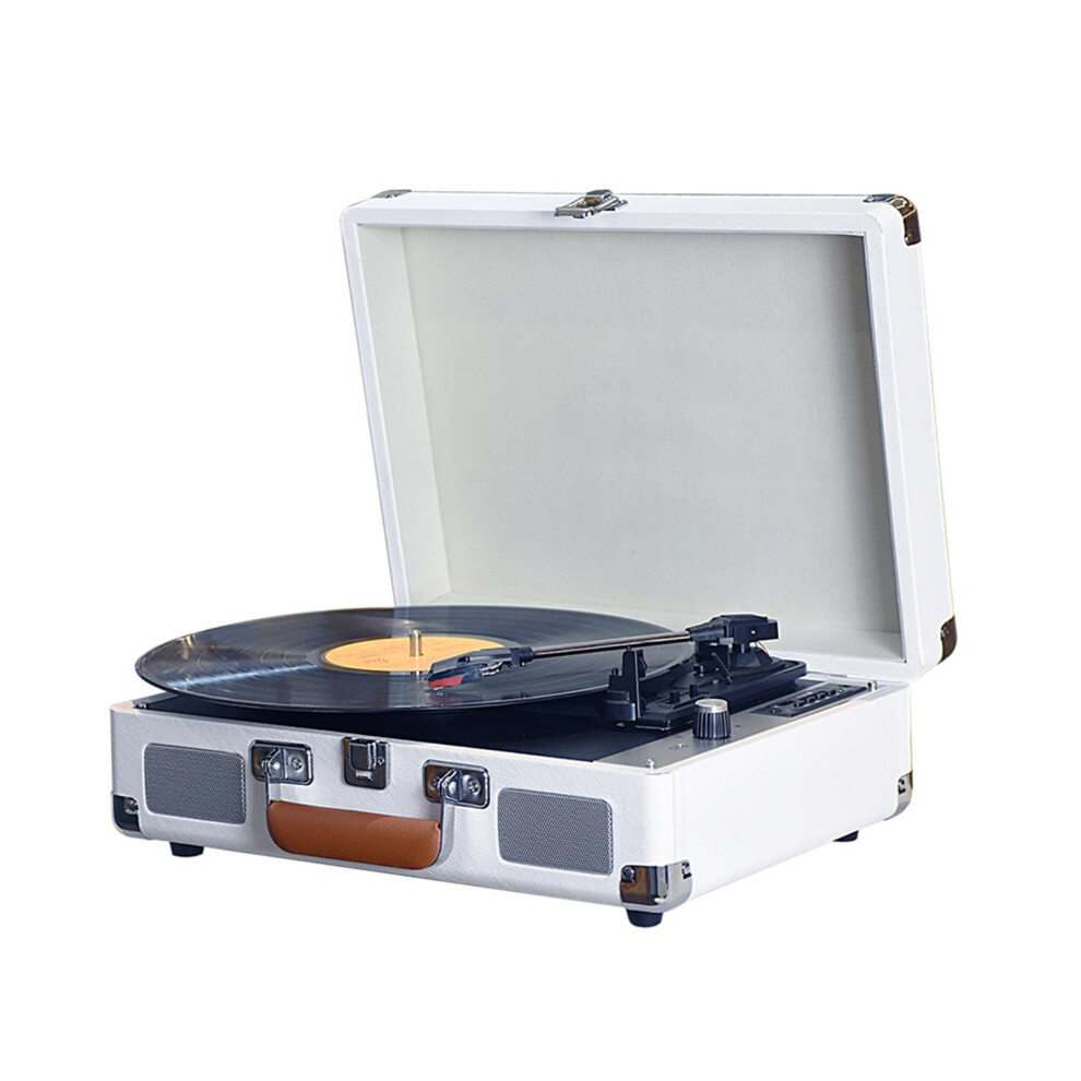 Vintage Bluetooth Record Player Turntable With Builtin Speakers Usb Recording 3Speed White 9094768917114