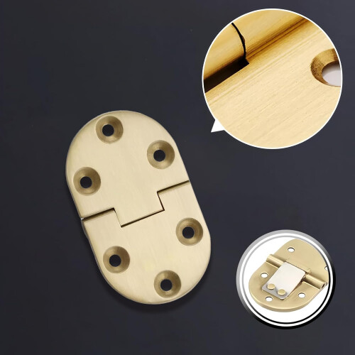 2Pcs Brass Table Hinges 90 Degree Flip  Solid Round Edge with Screws for Folding Tables and Desks 1