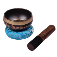 Handmade Tibetan Singing Bowl Set with Cushion & Wooden Striker (9.5cm)